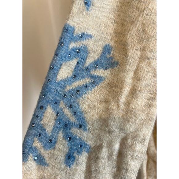 NEW 1.State Women’s Cable Snowflake ❄️ Sweater Size Small Beige NWT - Picture 4 of 8